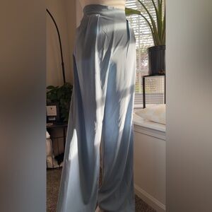 Chic Light Blue Wide Leg Women's Pants